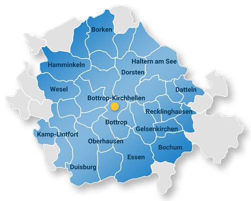 SIEBE Gebäudereinigung GmbH Einzugsgebiet Karte mit Münsterland